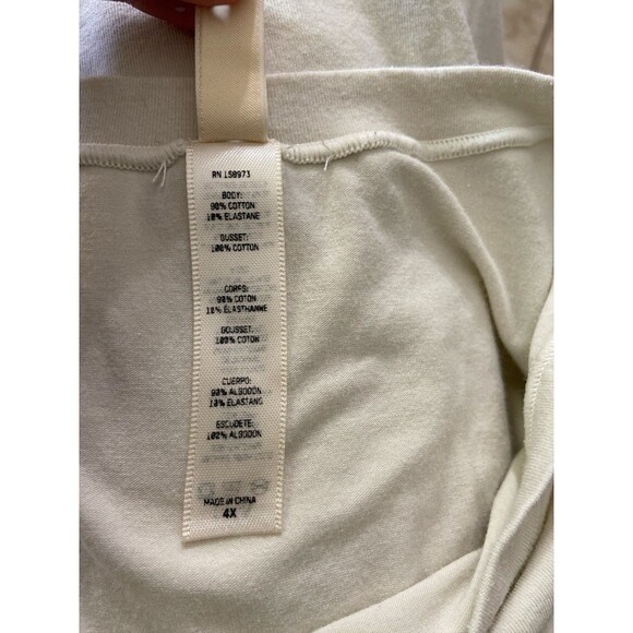 Skims Cotton Jersey Bodysuit T-Shirt Women’s 4X Cream Short Sleeve Stretch Snap - Picture 8 of 8